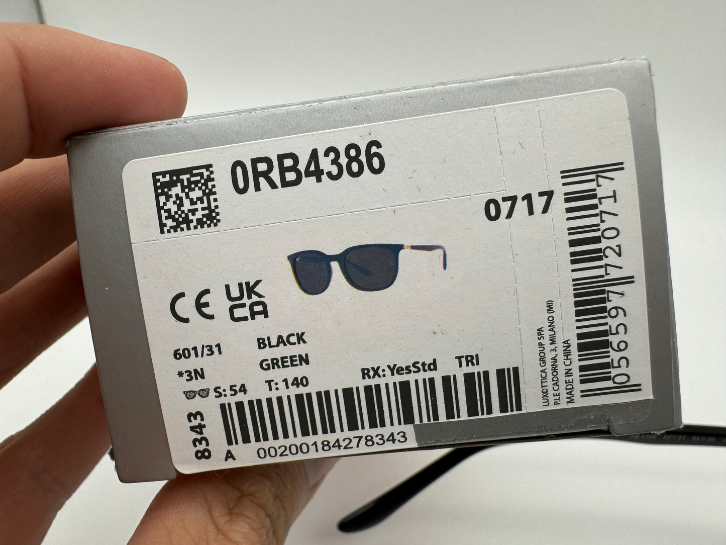 Ray Ban RB 4386 601/31 Black G-15 NEW