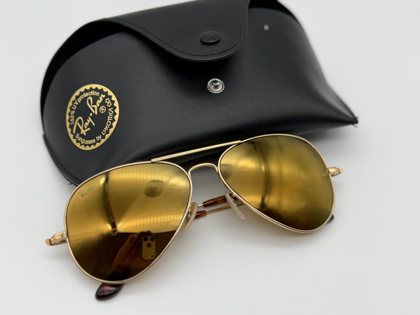 Ray-Ban Aviator Ultra Titanium Limited Edition RB 8029 K 18K Gold / Gold Mirror P 3 Plus lens 040K / N3 Italy Preowned