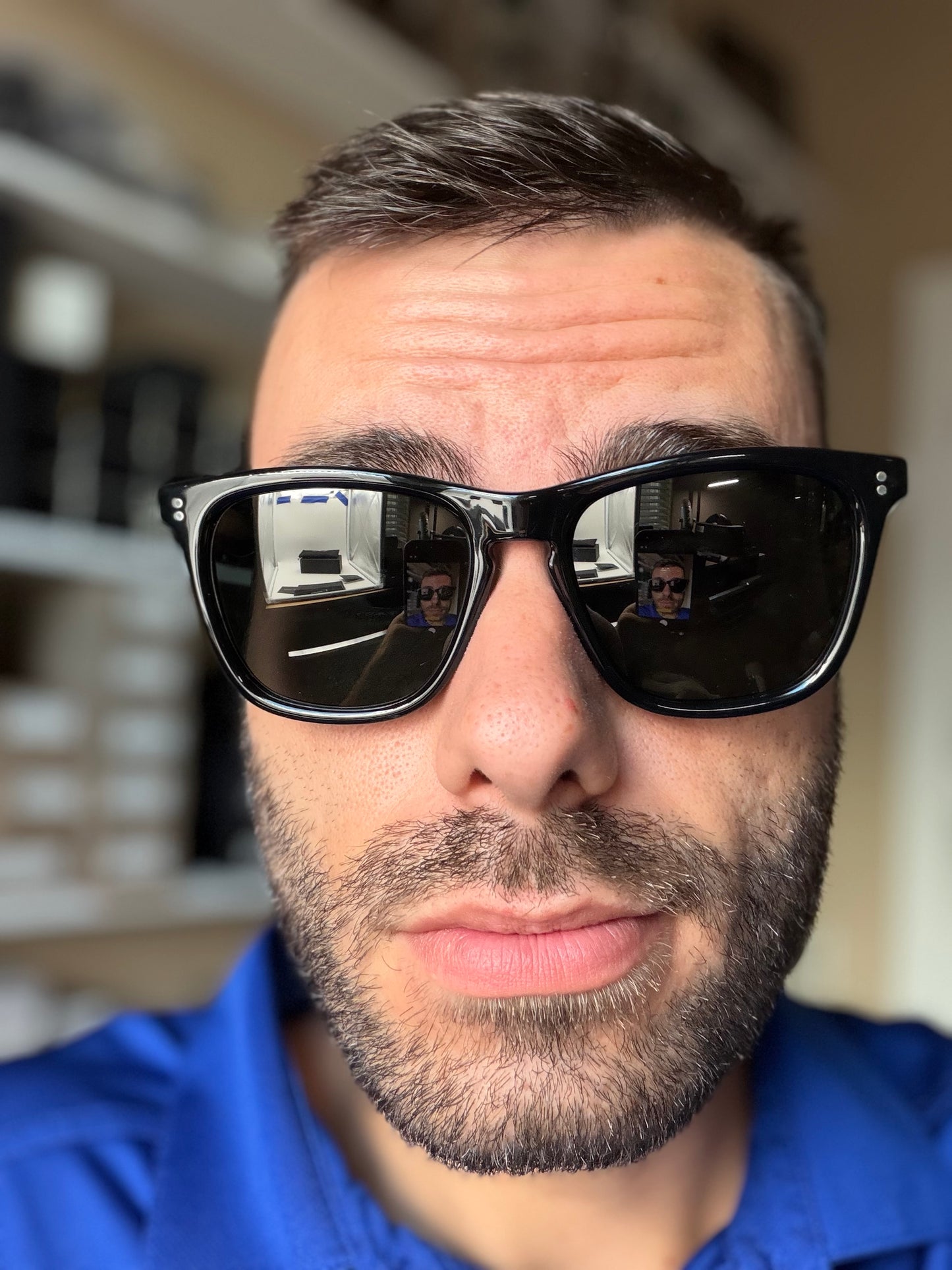 Oliver Peoples Lynes Sun 55mm Black / Midnight Express Polarized OV 5449 SU 1005P2 Italy Open Box