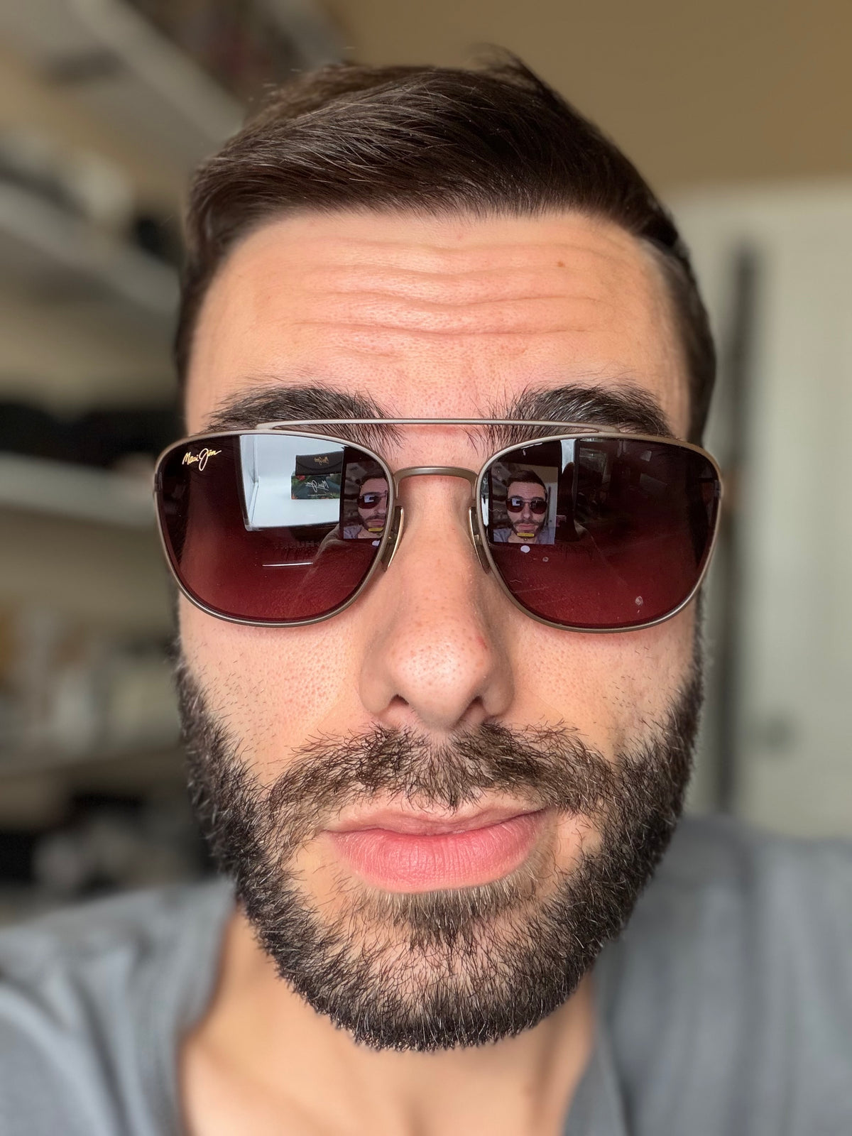 Maui Jim KAHANA 53mm Double Bridge Maui Rose Polarized / Shiny Brown Titanium MJ640 01 Japan NEW