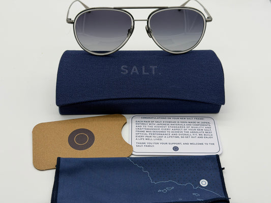 Salt Optics Columbia 56mm Polarized Titanium Aviator w/ Gradient Lens Silver-Tone Smoke / Grey Gradient NEW