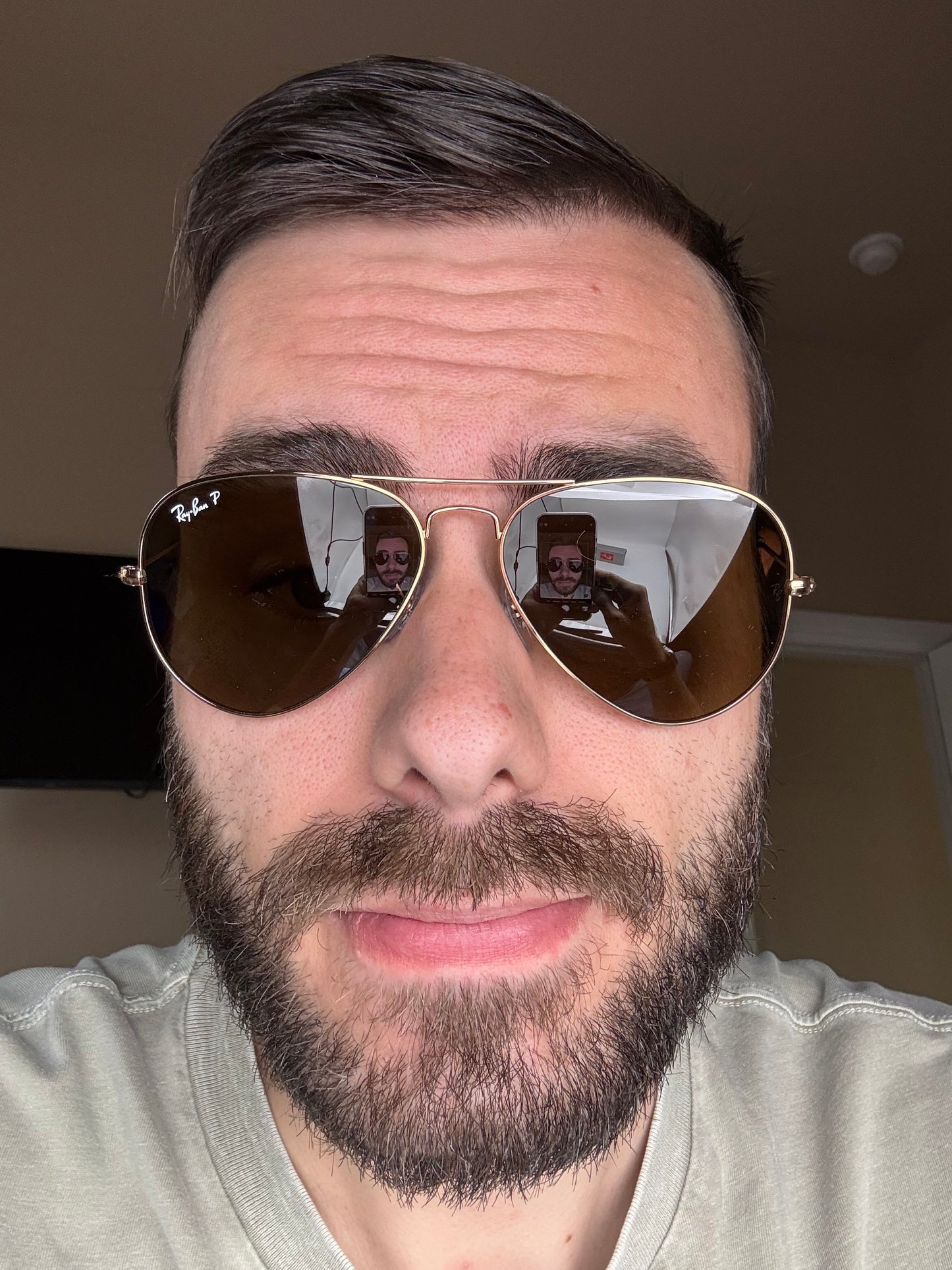 Ray-Ban Aviator 58mm Gold / B-15 Brown Polarized Glass Lens RB 3025 001/57 Italy NEW