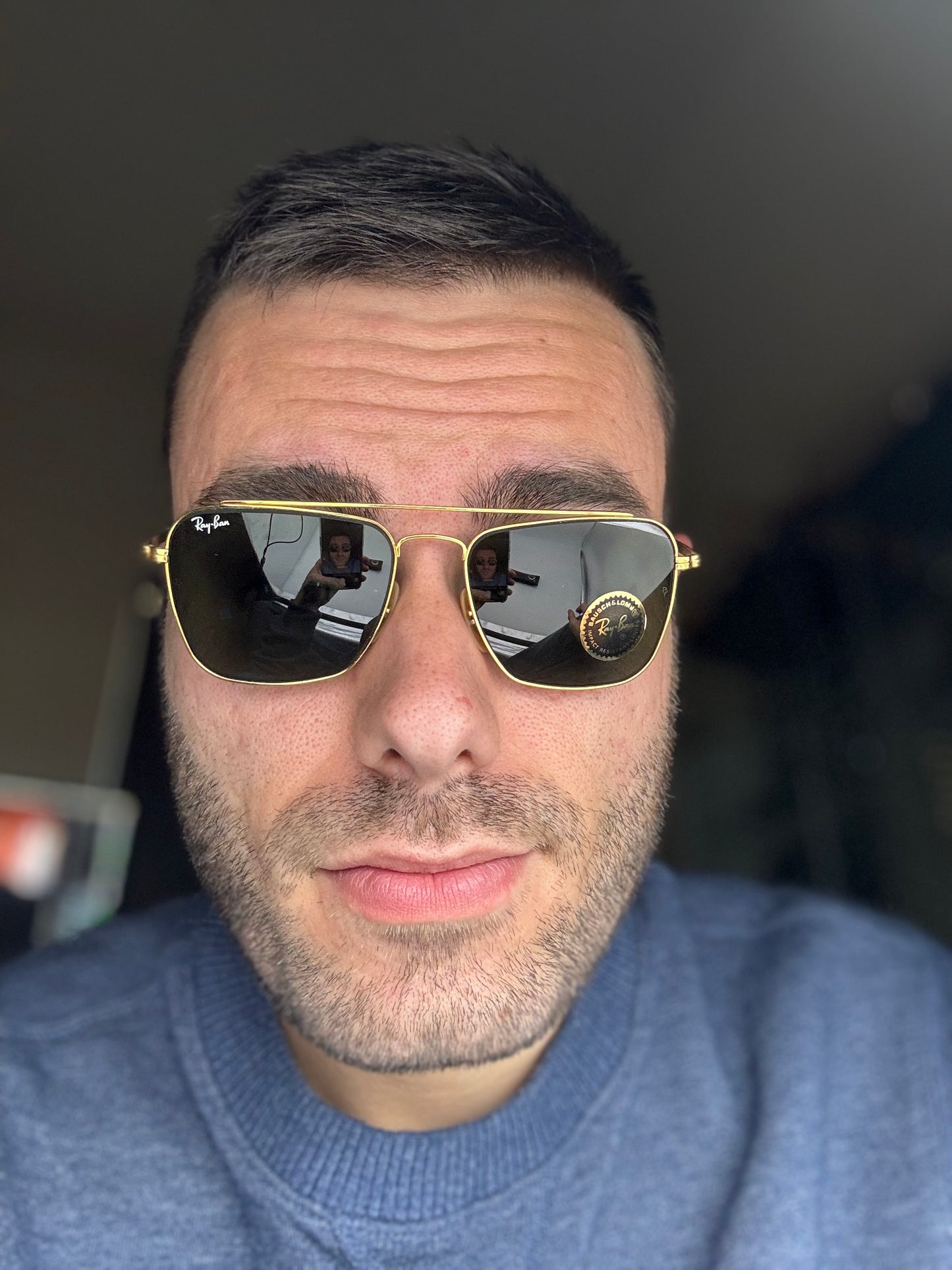 Vintage Ray-Ban Caravan Echelon 52mm G-15 Gold Havana Bayonet Temple tips