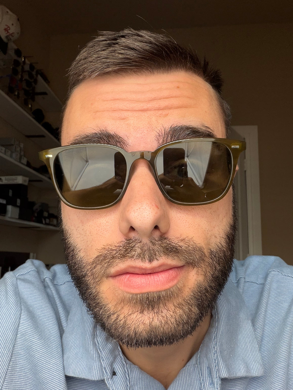 Oliver Peoples Laedin 52mm Olivewood Acetate / G-15 Crystal OV5614SU 182152 Preowned