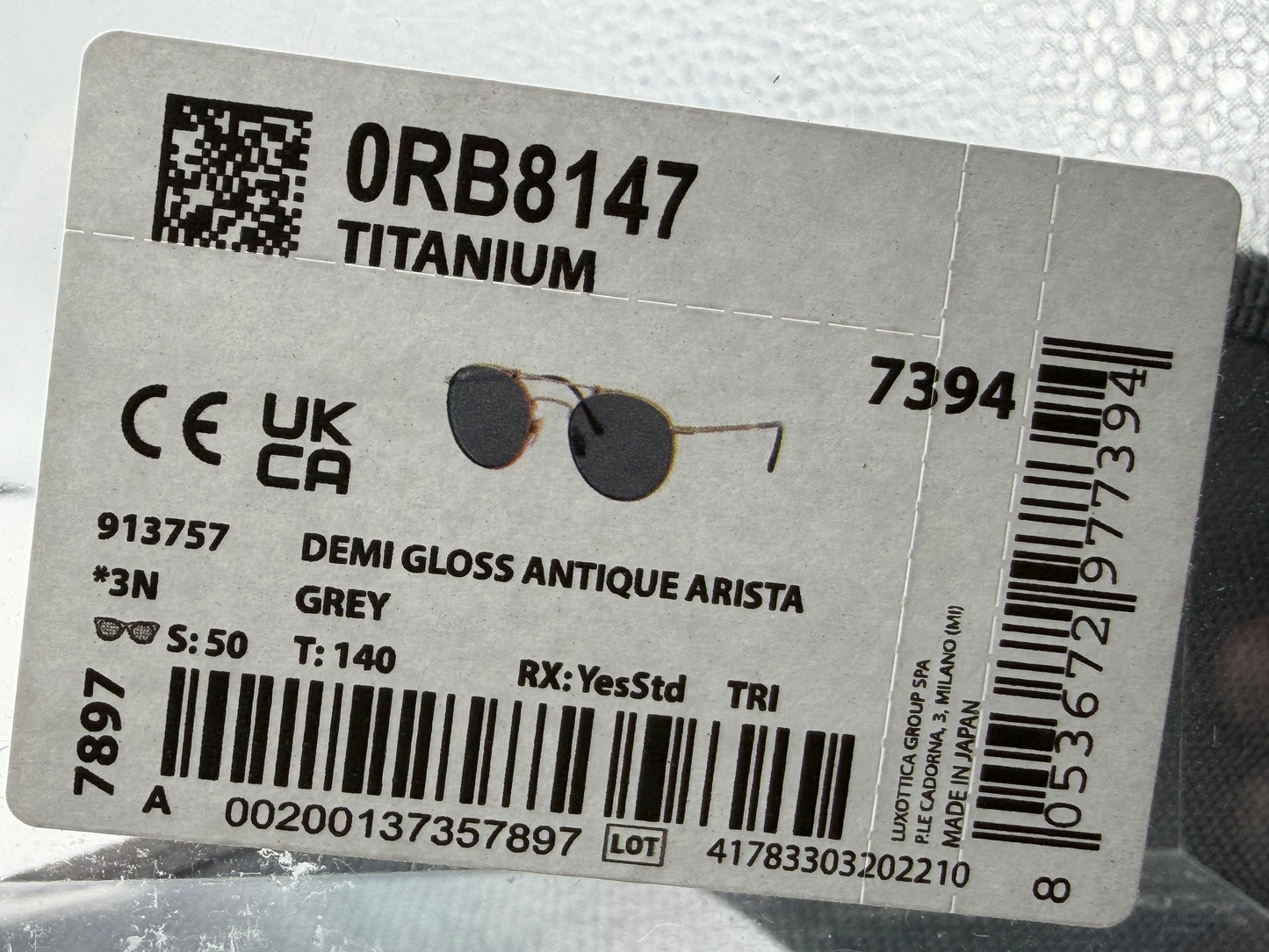 Ray-Ban Round Double Bridge Titanium 50mm Antique Gold / Gray RB 8147 913757 Japan NEW