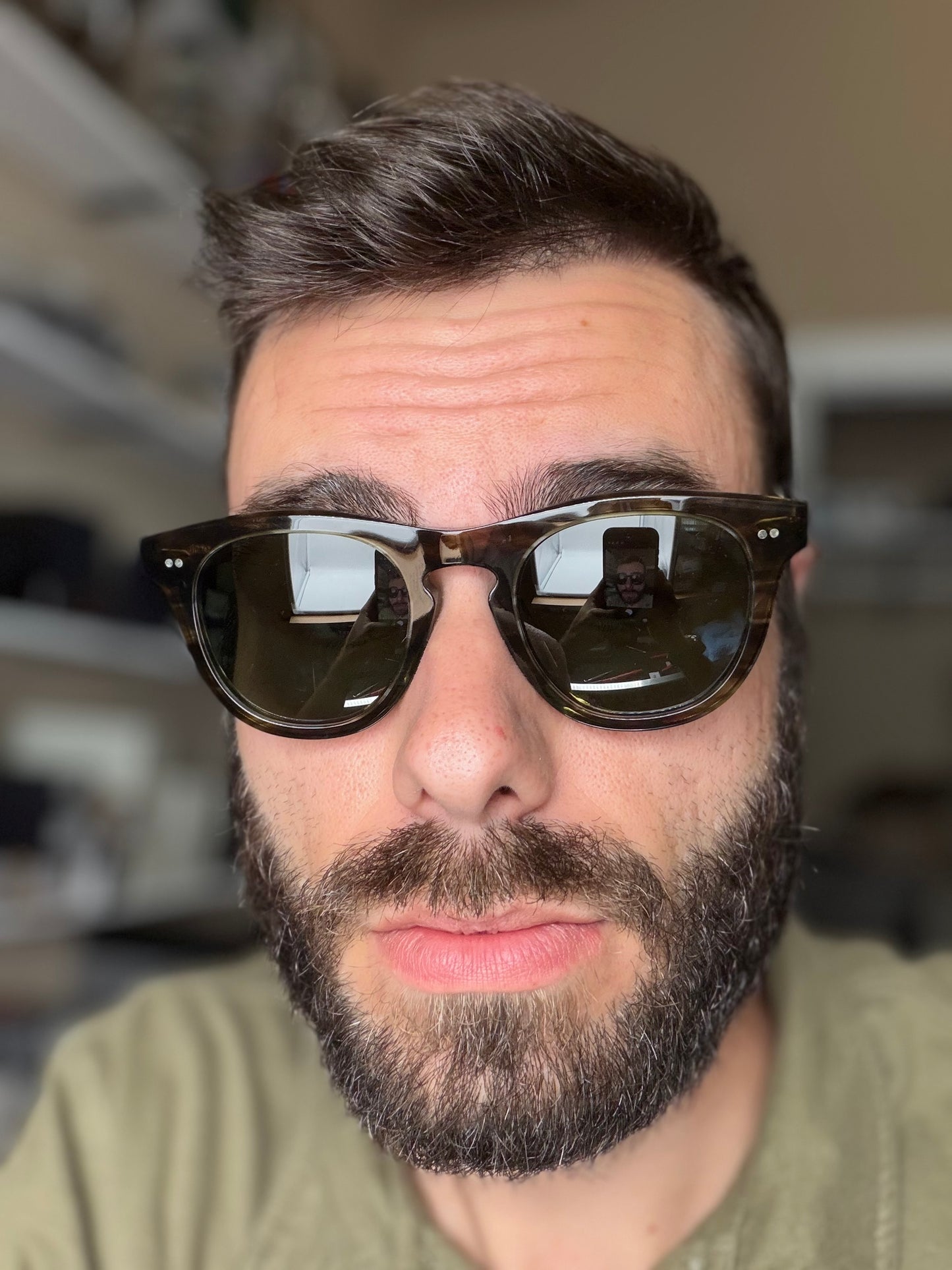 Oliver Peoples Rorke 49mm OV 5509 SU Soft Olive Gradient G-15 173552 Japan Preowned