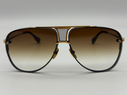DITA DECADE TWO 62mm Brown Gradient / Black Gold titanium DRX-2082-B-BLK-GLD-62-Z Preowned