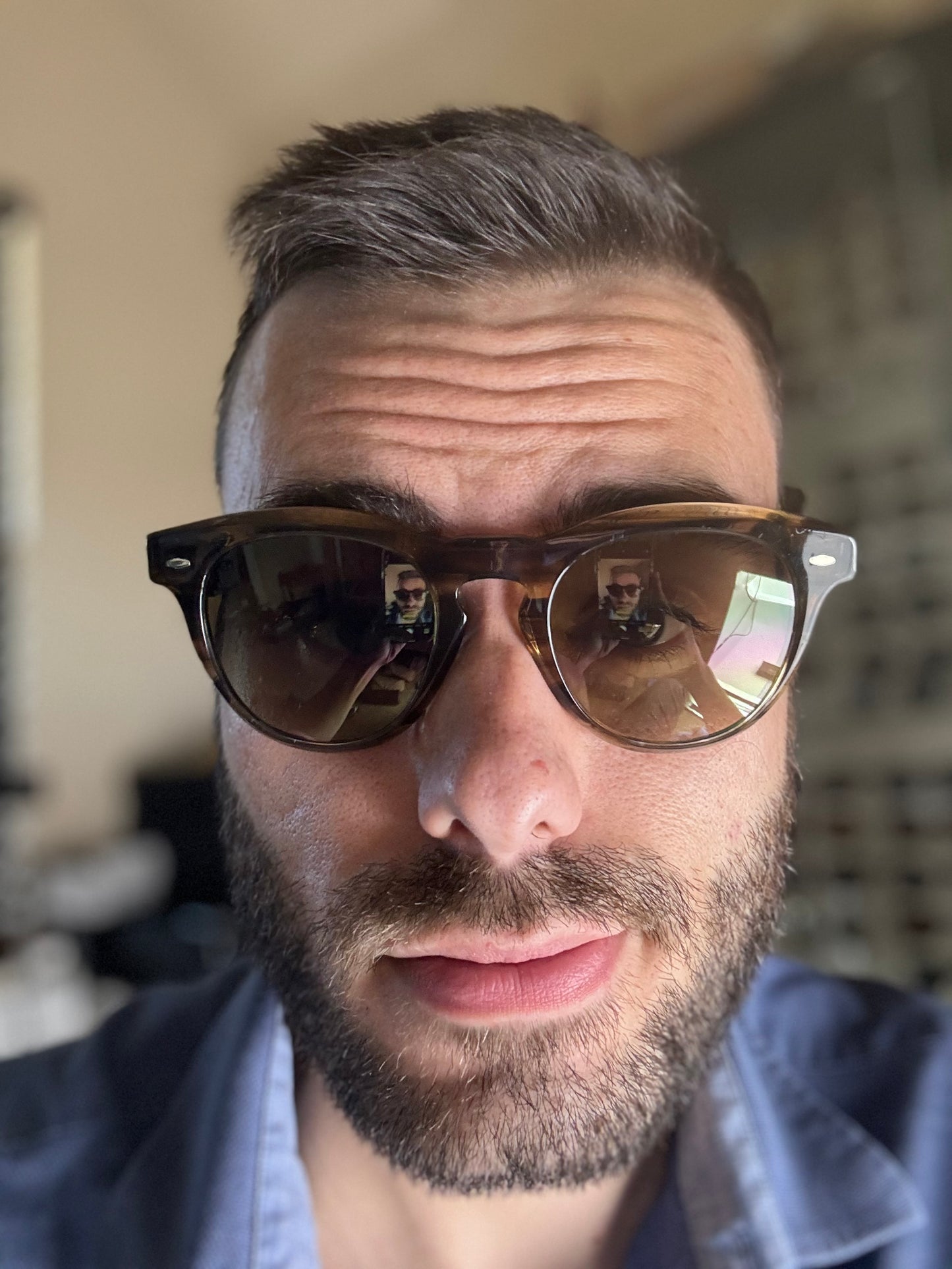 Oliver Peoples Nino 50mm OV 5473SU 171985 Olive Smoke/chrome Olive photochromic Sunglasses Preowned