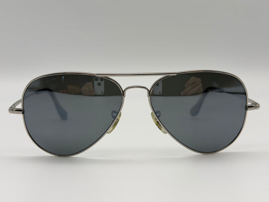 Ray-Ban Aviator Ultra Titanium 58mm Limited Edition RB 8029 K 18K White Gold / Silver P 3 Plus lens 064K / N4 Italy Preowned
