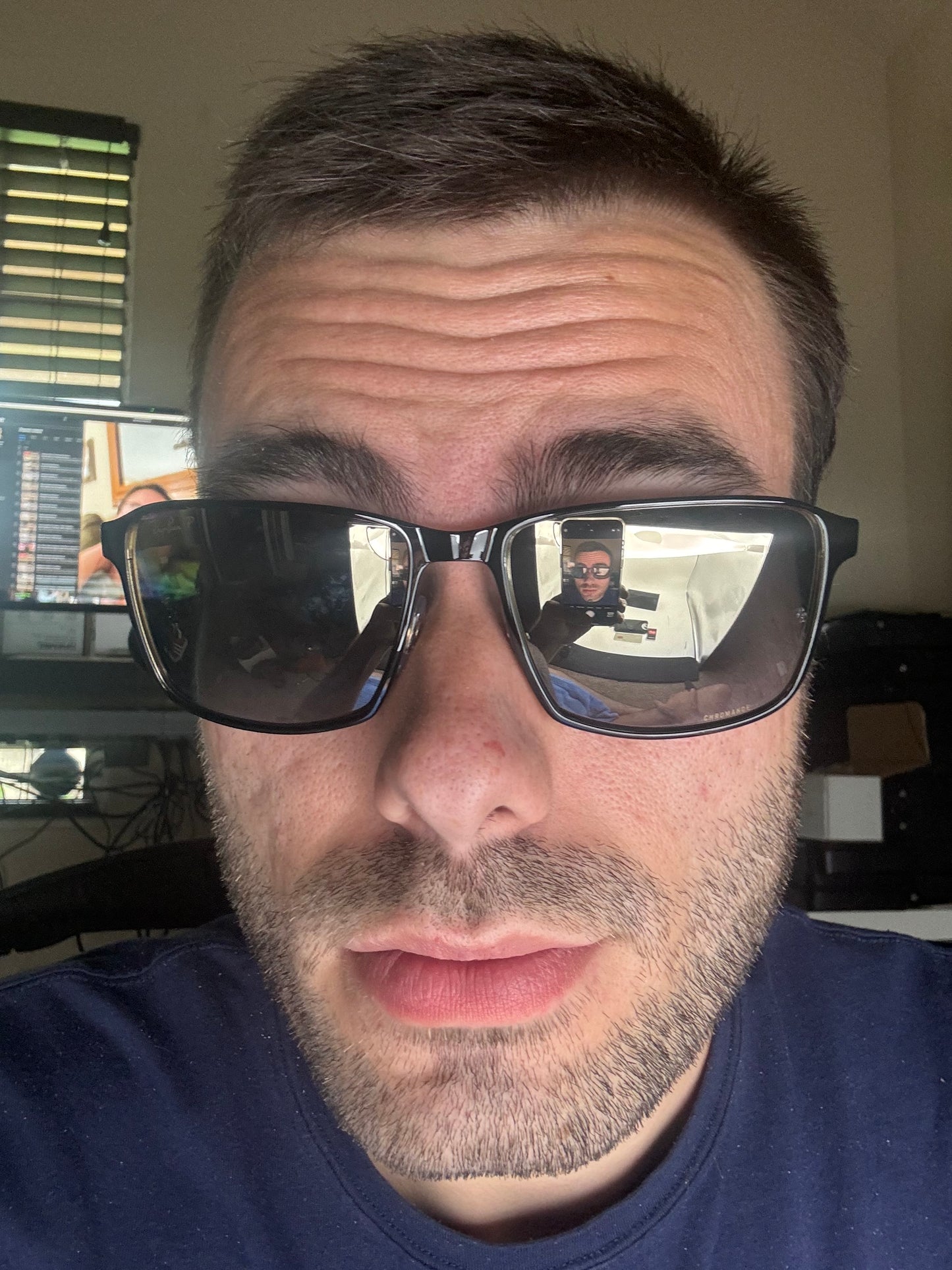 Ray-Ban RB 3721 Chromance 59mm Polished Black On Gold / Blue Gold Mirror 187 / J0 NEW