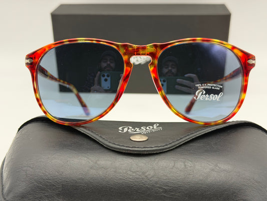 Persol 100 Years Limited Edition PO 6649 55mm 1917-2017 Red Tortoise / Blue Made In Italy NEW