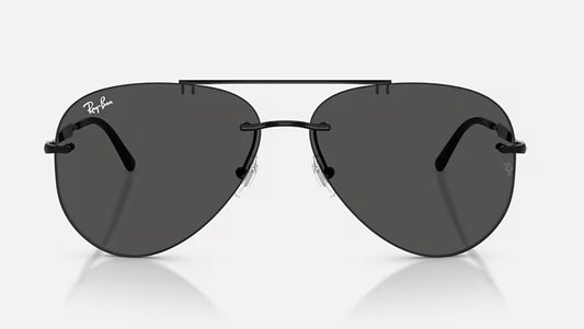 Ray-Ban Aviator Rimless RB 3791 Polished Black / Dark Gray 002/87 NEW