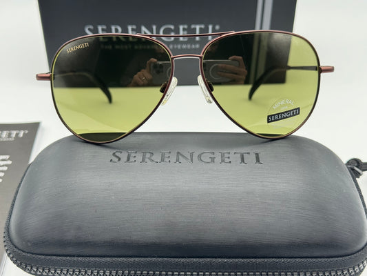 Serengeti Carrara 59mm SS 014001 Matte Henna 555nm Photochromic Glass Lens Italy NEW