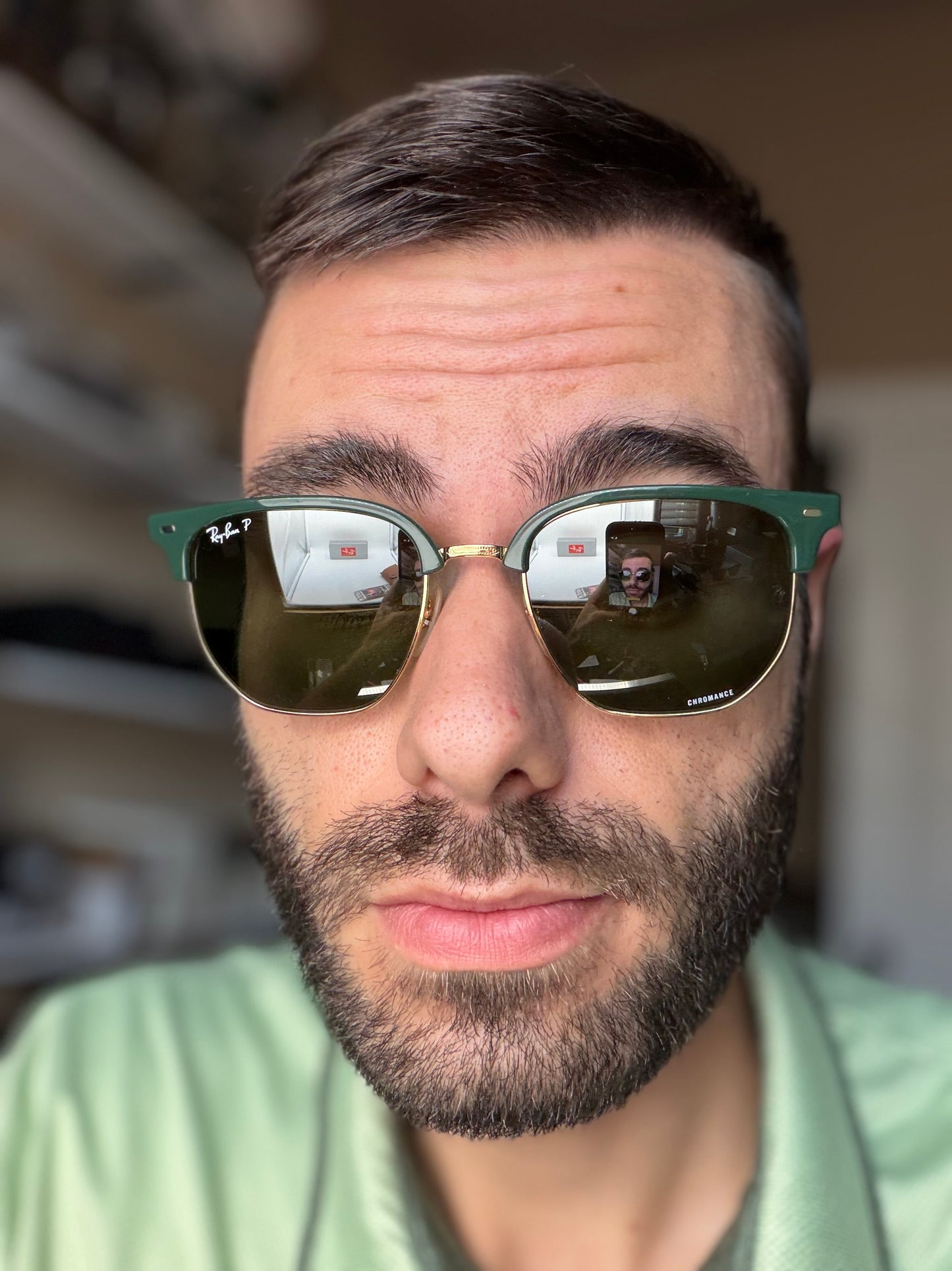 Ray-Ban New Clubmaster 53mm Polished Green /Gold Silver/Green Polarized + Chromance Lens RB 4416 6655/G4 Itlay NEW