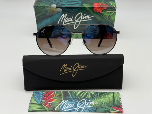 Maui Jim Waterfront 55mm Gray Metal / Dual Mirror Silver to Black MJ830-02C Italy Polarized Super Thin Glass NEW