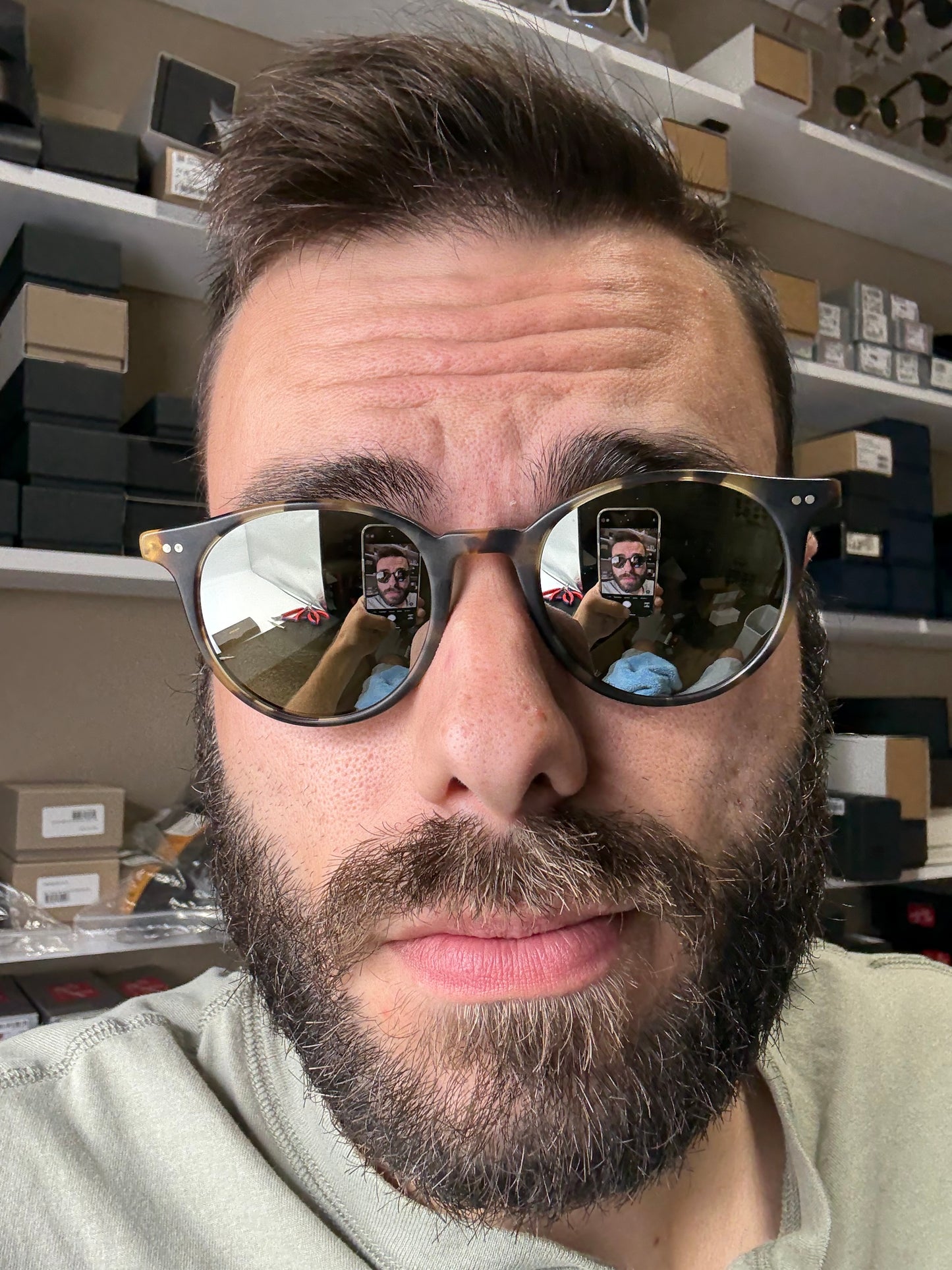 Oliver Peoples DELRAY SUN 48mm OV 5314 SU Semi tortoise semi matte black / Mirror Silver Italy Preowned