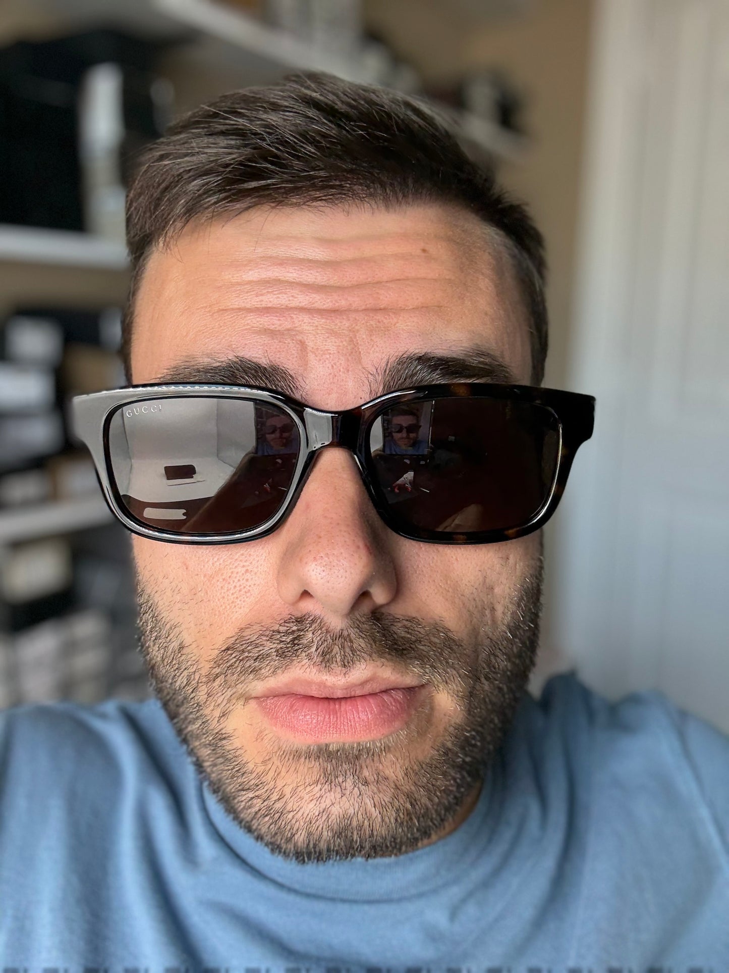 Gucci Wayfarer 56mm GG 1583 002 Tortoise / Brown Italy NEW