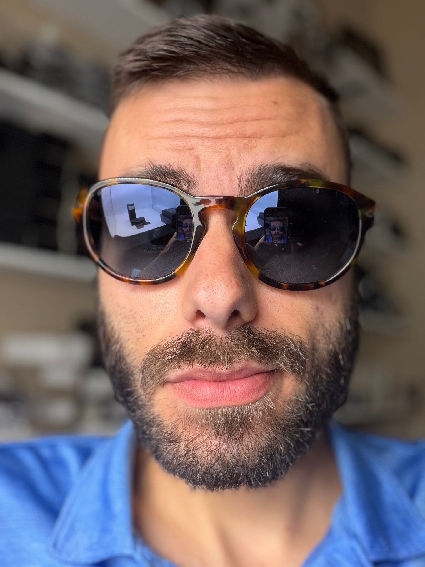 Persol PO 3304s 53mm Madreterra / Blue Gradient Polarized Glass Italy NEW