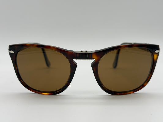 Persol PO 3028 52mm Folding Havana / Brown Polarized 24 / 57 Italy Preowned