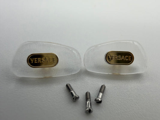 Versace Nose Pads Authentic OEM Fits Sunglasses Eyeglasses Frames Clear Gold With Screws