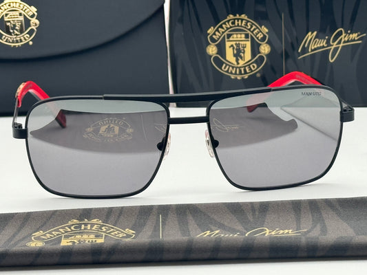 Maui Jim Compass Manchester United Matte Black Polarized Sunglasses DSB714-38UTD