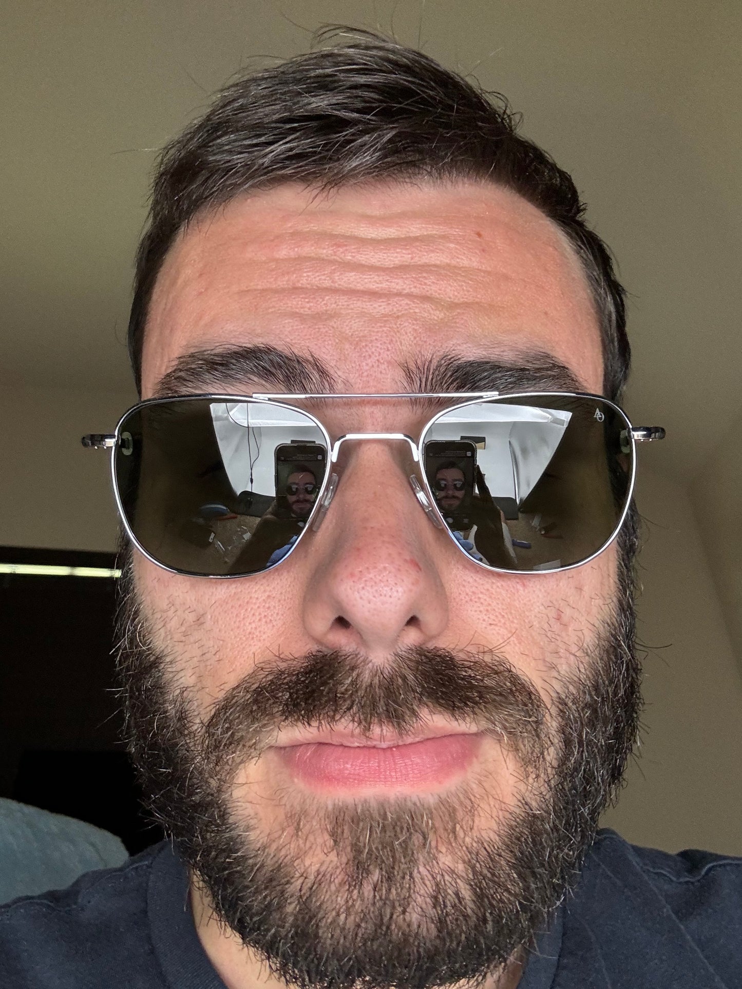 American Optical Original Pilot 52mm Silver Frame Calobar / Green SkyMaster Glass USA NEW