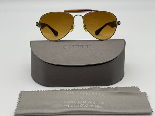 Oliver Peoples Teardrop 57mm OV 1114S The Soloist Takahiro Antique Gold / Chrome Amber Japan Preowned