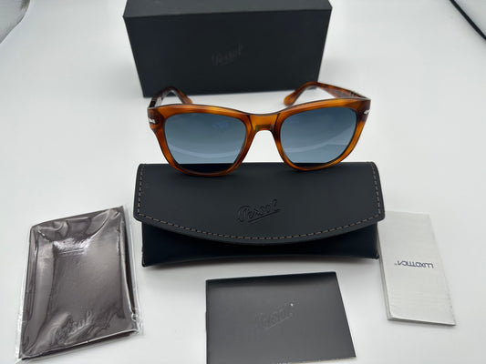 Persol PO 3313 52mm Tarra di Siena Light Blue Gradient Dark Blue Polarized 96 / 53 Italy NEW