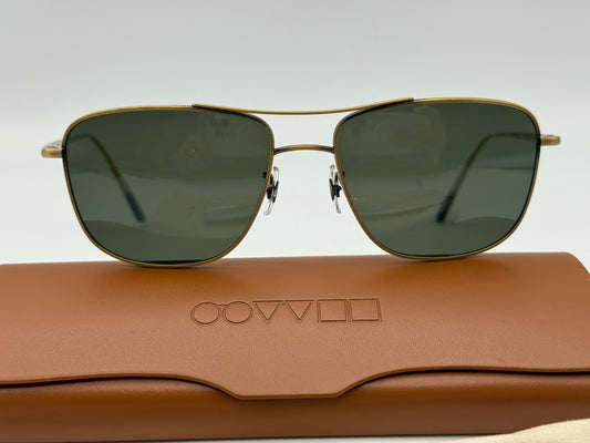 Oliver Peoples Shaefer VFX POLARIZED 55mm OV 1146 ST 5039/P1 Titanium Antique Gold Green PREOWNED