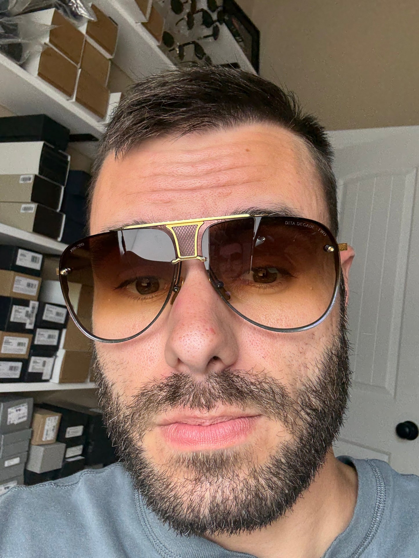 DITA DECADE TWO 62mm Brown Gradient / Black Gold titanium DRX-2082-B-BLK-GLD-62-Z Preowned