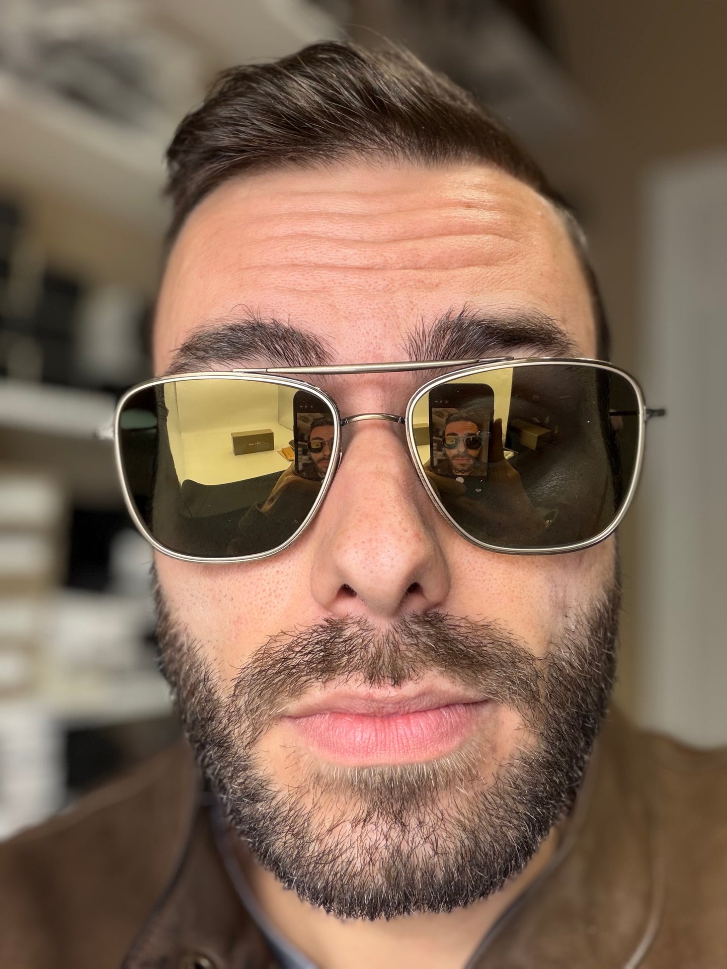 Mr. Leight Novarro S 55mm Antique Gold / G 15 Goldtone Mirror Titanium Japan