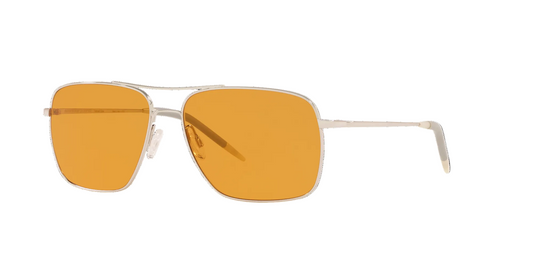 Oliver Peoples Clifton 58mm Silver / Amber Brown Polarized OV 1150 Italy Missing Box