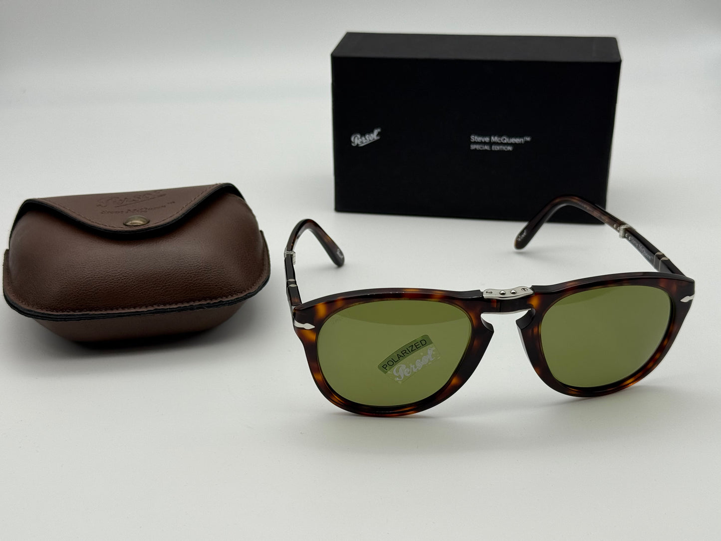 Persol 714 SM 24/P1 54MM Steve McQueen Folding Havana / polar green Lens Open Box