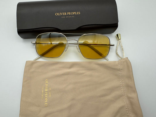 Oliver Peoples Victory 55 Silver new Yellow Glass OXP Lens Preowned