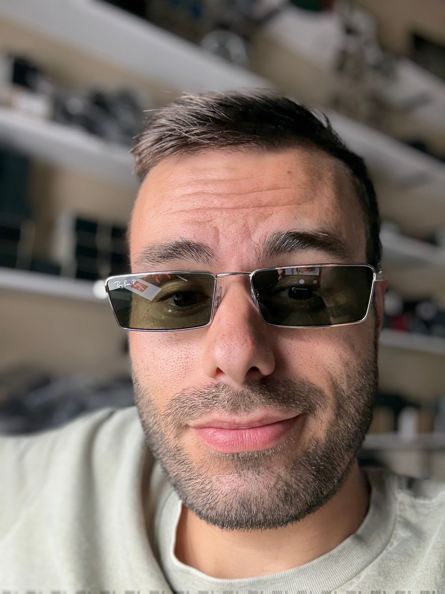 Ray-Ban Emy Bio 56mm RB 3741 Silver / Dark Green Polarized 003 / 9A NEW