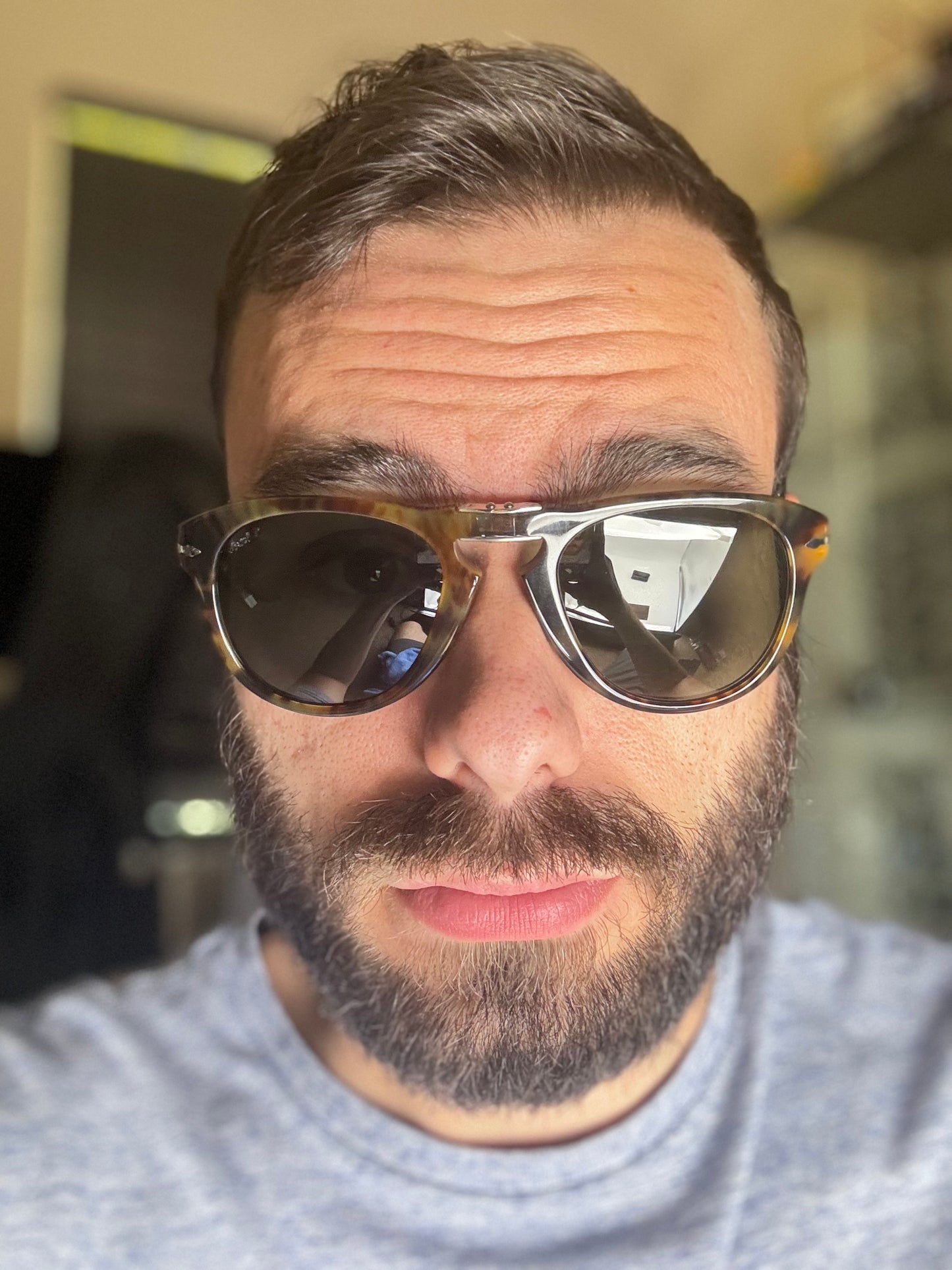 Persol 714 Folding 52mm Caffe 108/58 Polarized Gray Glass Lens Preowned