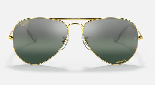 Ray-Ban Aviator 55mm RB 3025 Chromance Gold / Silver 9196 G6 Italy NEW