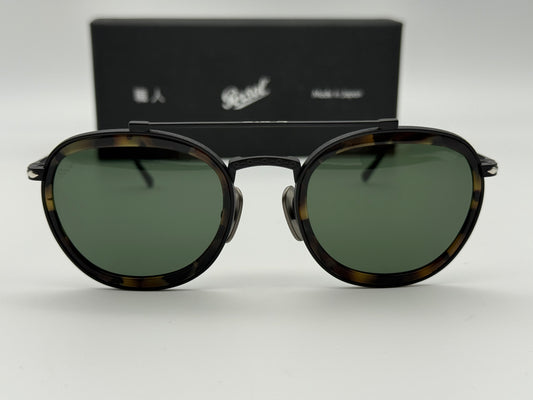 Persol PO 5008 ST 49mm Titanium Black / Dark Tortoise / Green Glass Lens Japan NEW