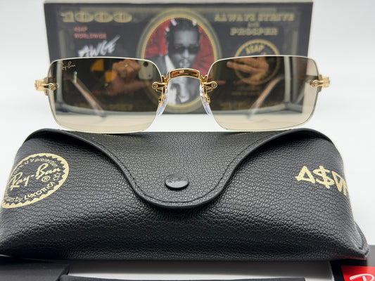 Ray-Ban ASAP Rocky RB 3928 54mm Rimless Gold Metal / brown Mirror Gradient 001 / 71 Open Box