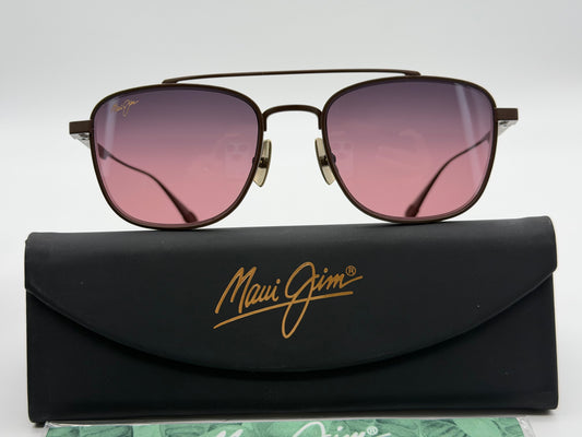 Maui Jim KAHANA 53mm Double Bridge Maui Rose Polarized / Shiny Brown Titanium MJ640 01 Japan NEW
