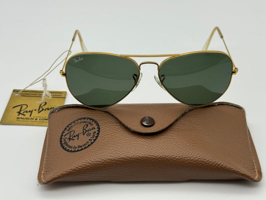 Ray Ban B&L Vintage Aviator 58mm Gold Glass G-15 Great Condition Preowned