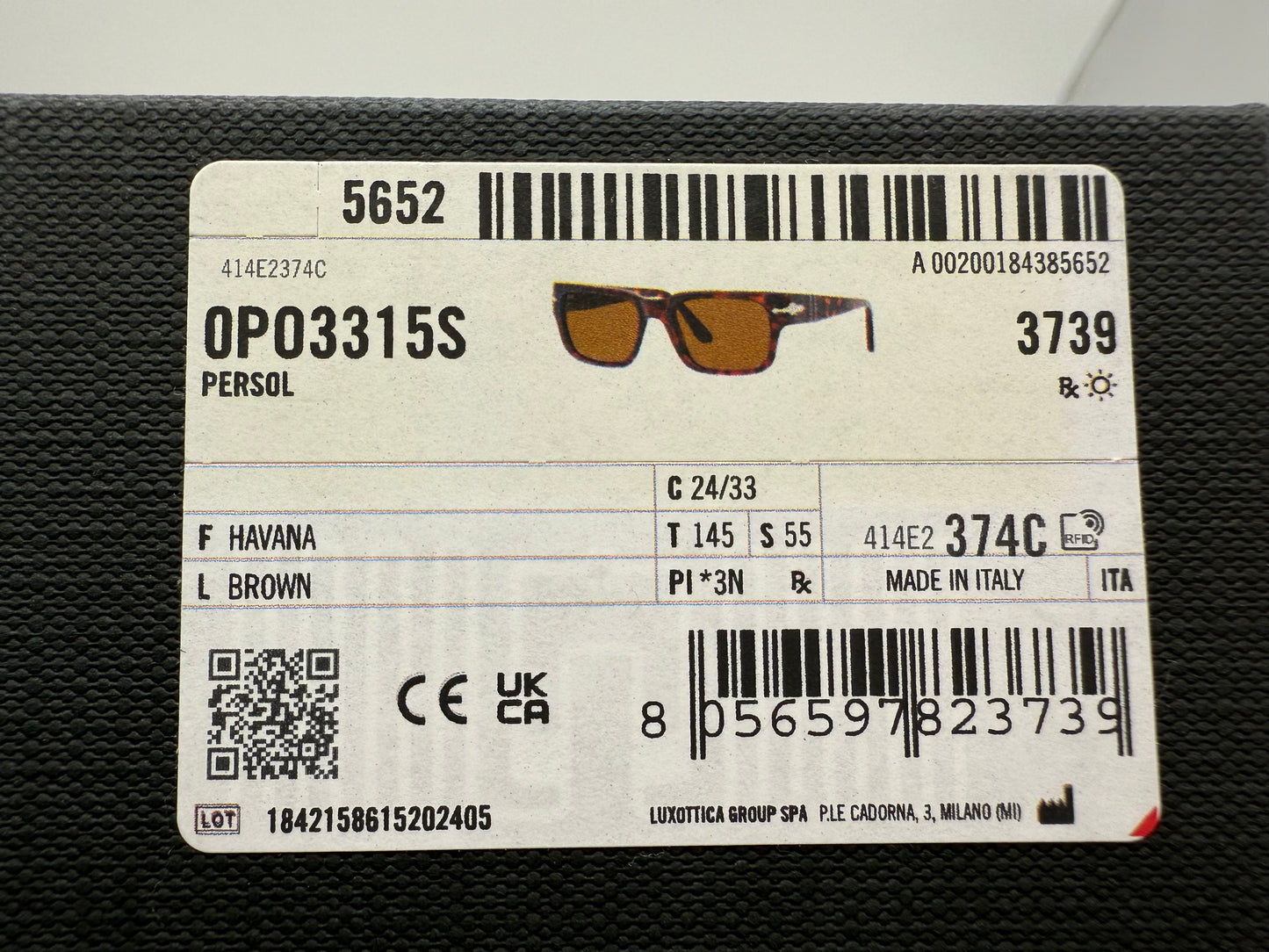 Persol PO 3315 55mm Havana / Brown 24 / 33 Italy NEW