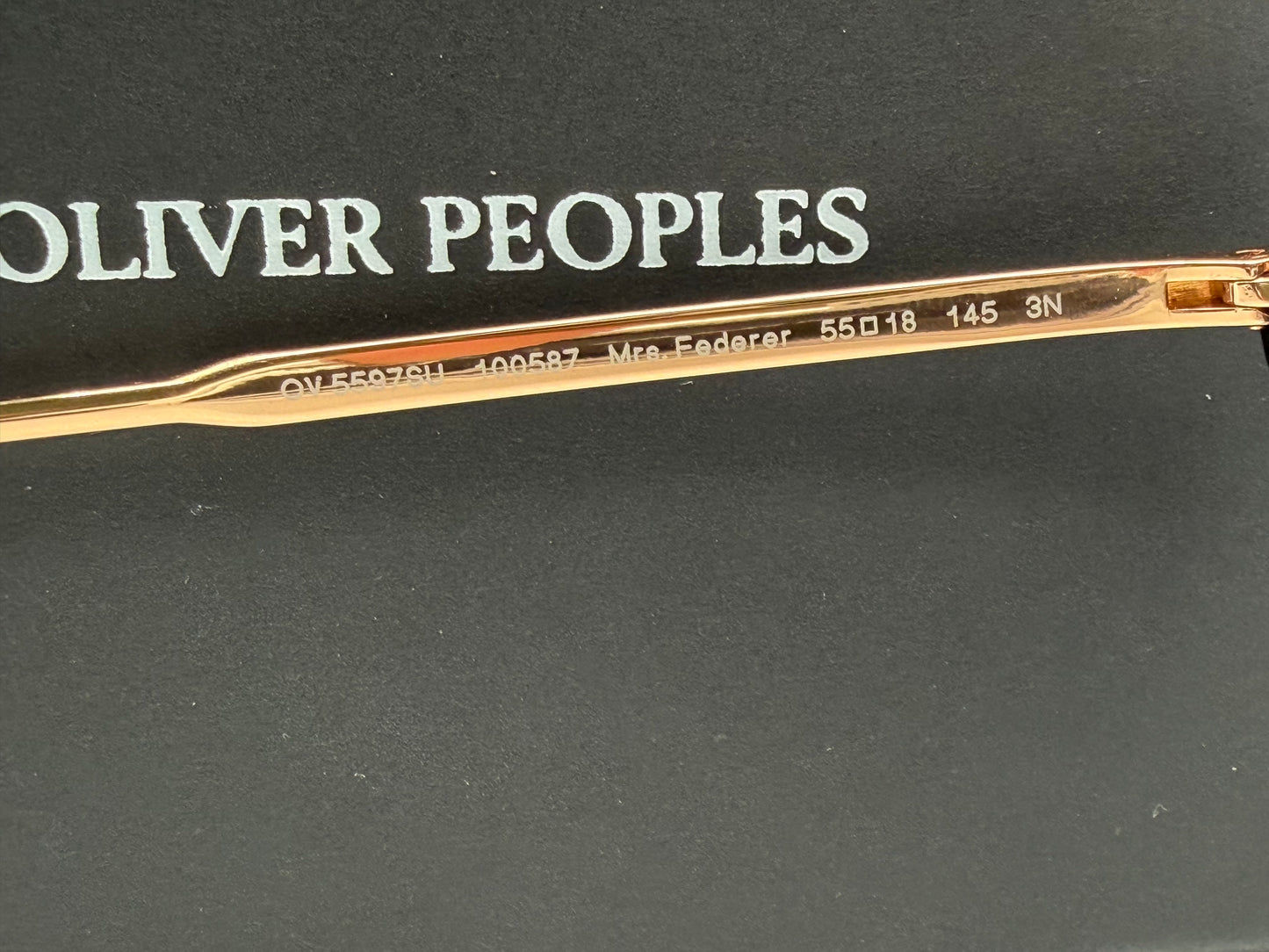 Oliver Peoples Mrs. Federer 55mm Black Acetate / Dark Slate Nxt OV 5597 SU Itlay NEW