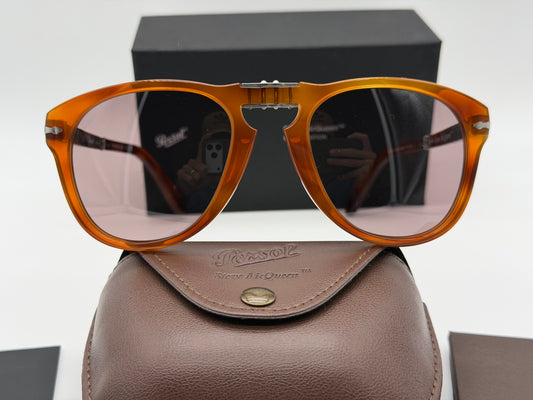 Persol 714 SM 54mm Terra DI Siena / Violet 96 / 53 Folding Steve McQueen limited Itlay NEW