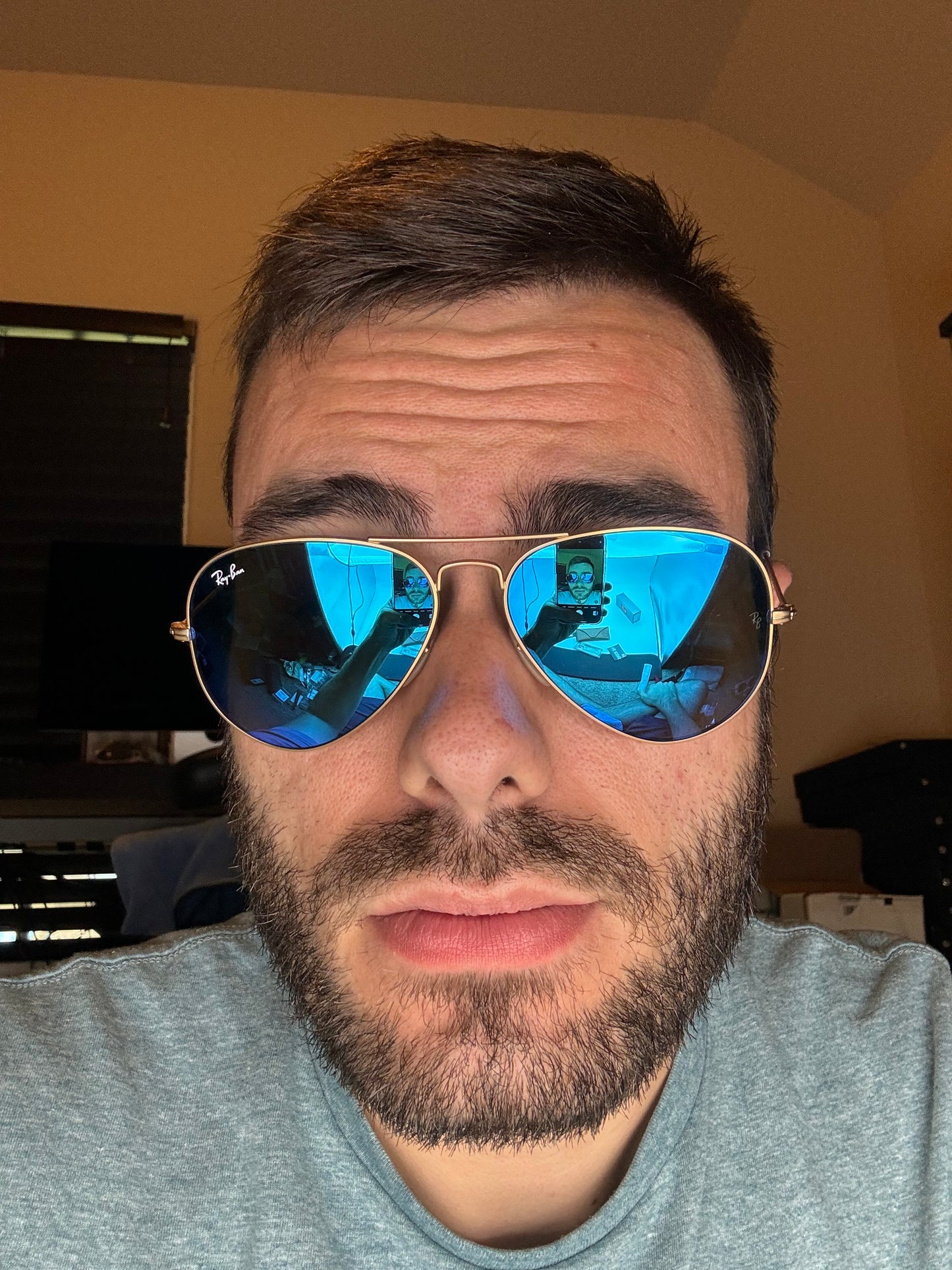 Ray Ban Aviator 58mm Flash Mirror Blue / Matte Gold RB 3025 112/17 Italy NEW