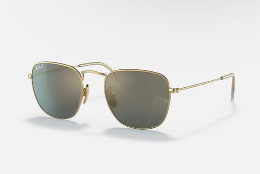 Ray-Ban Frank Titanium 51mm Antique Gold / Goldtone Blue Polarized RB 8157 9207TO Japan NEW