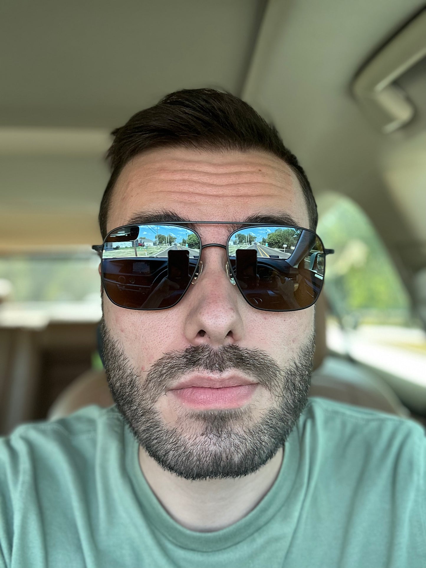 Oliver Peoples Dresner 56mm OV 1320 ST 5062G8 Matte Black/Cognac Mirrored Sunglasses Japan NEW