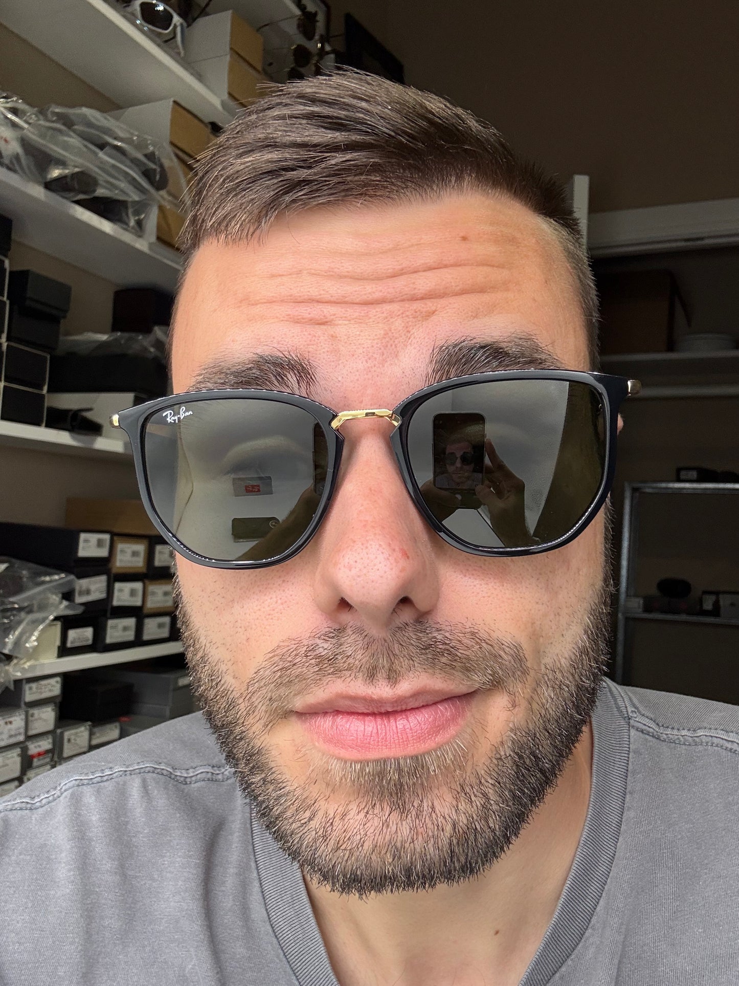 Ray-Ban RB 4451 53mm Black Gold / G 15 Glass Lens 630631 NEW