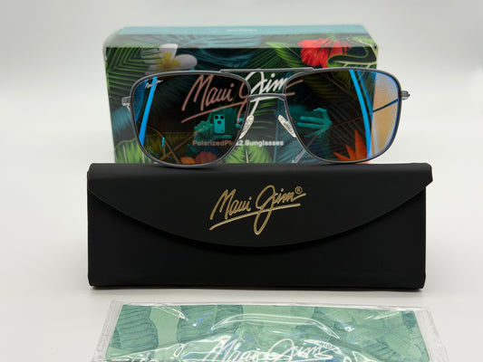 Maui Jim Mikioi 56mm Blue Hawaii/ Dove Gray Titanium Japan NEW