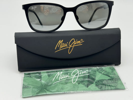 Maui Jim Naupaka 53mm MJ775-2M Satin Black Square Super Thin Glass Neutral Gray Sunglasses Frames Italy NEW missing Box